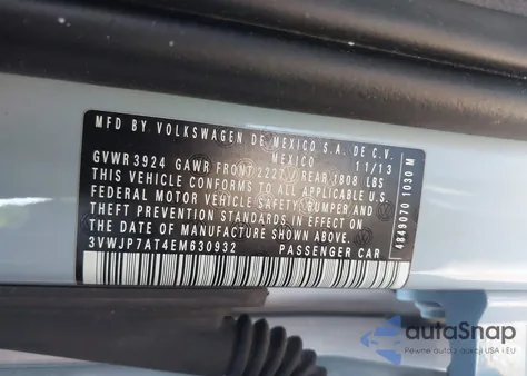 2014 Volkswagen Beetle 2.5L из США, поврежденный, VIN 3VWJP7AT4EM630932